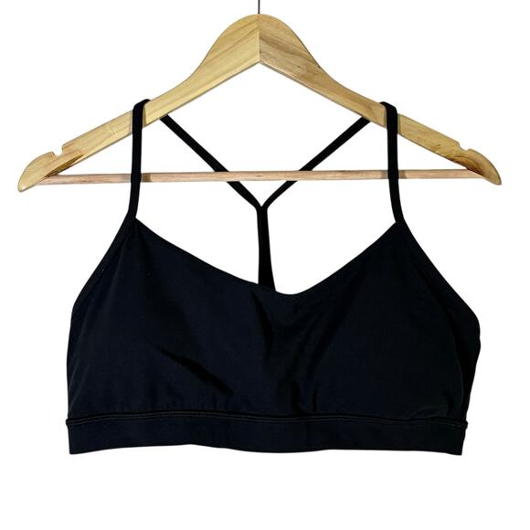 Lululemon Flow Y Sports Bra Nulu Womens 14 Black Light Support Athleisure Gym - Picture 2 of 5